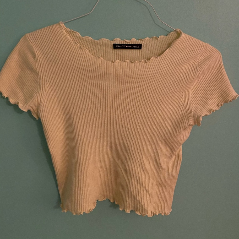 Brandy Melville Lettuce Edge Ribbed Shirt